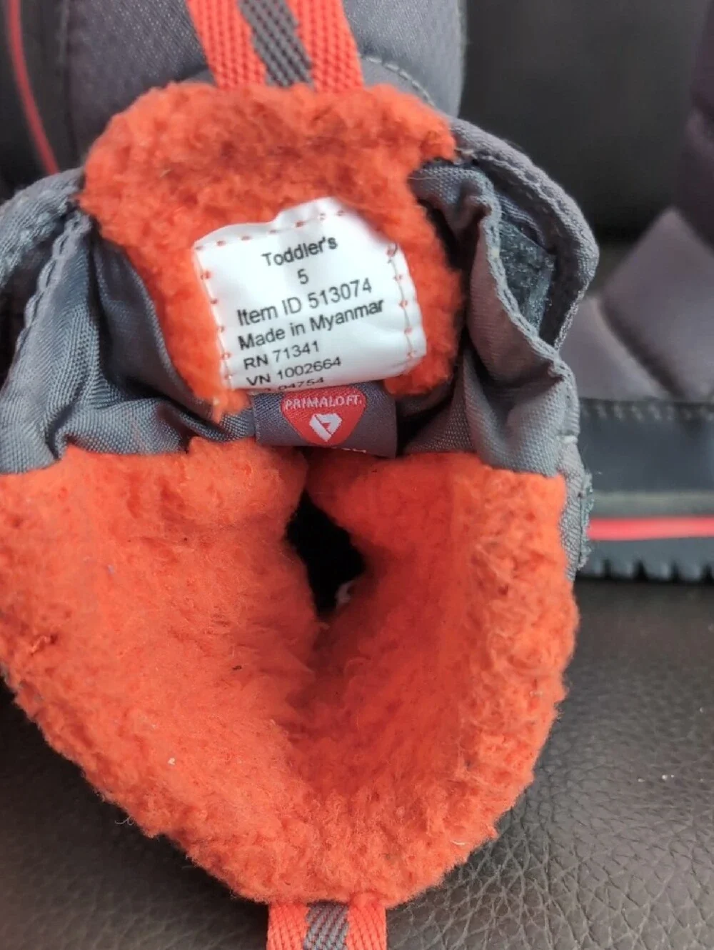 Kids Toddler Shoes L.L. Bean Kids Gray and Coral Puff Winter Boots